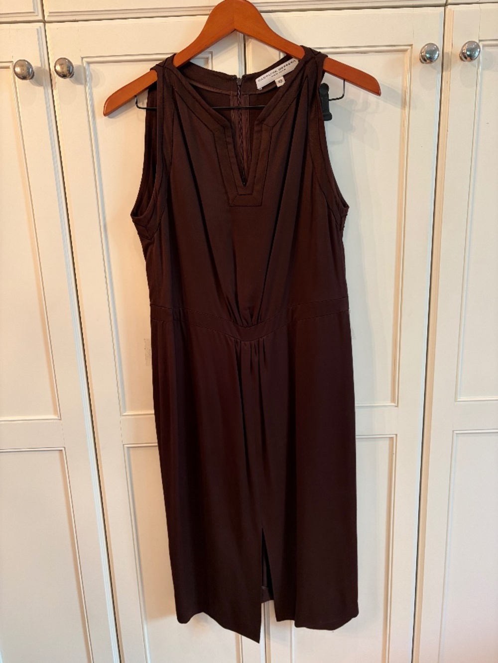 Carolina Herrera New York Brown Sleeveless Midi Dress Size 10